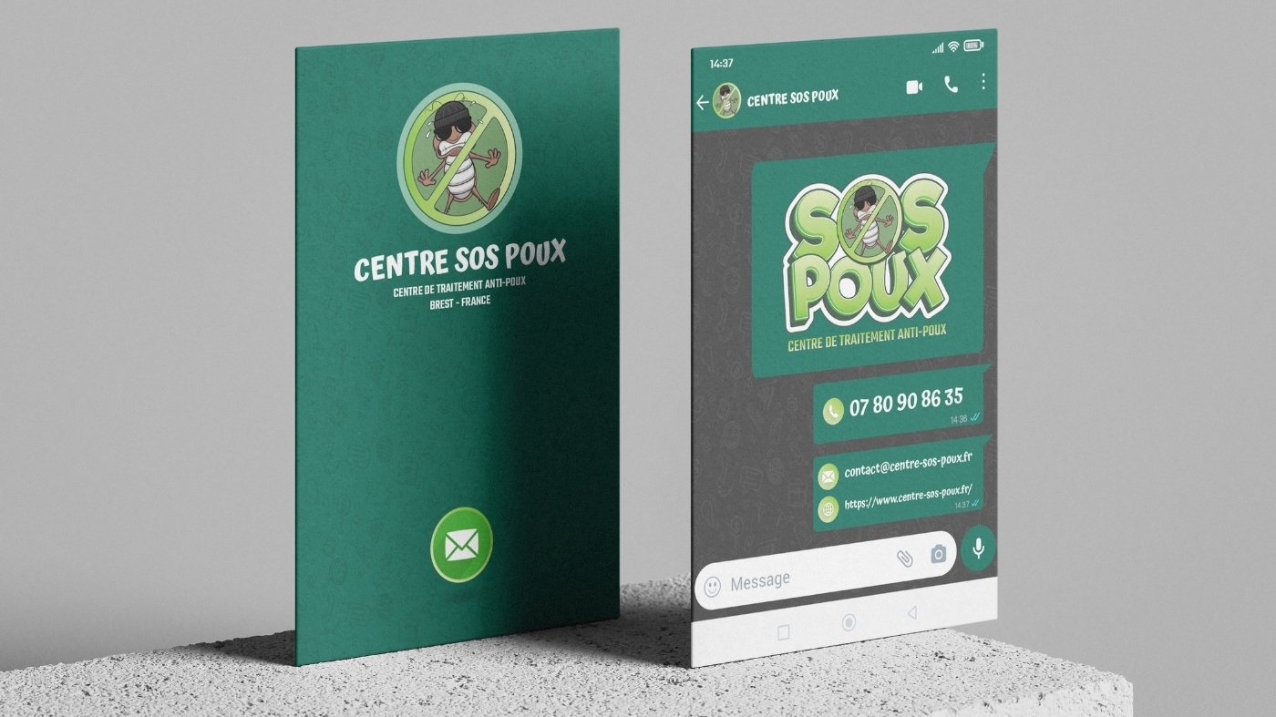 SOS Poux — Carte de visite original style WathApp